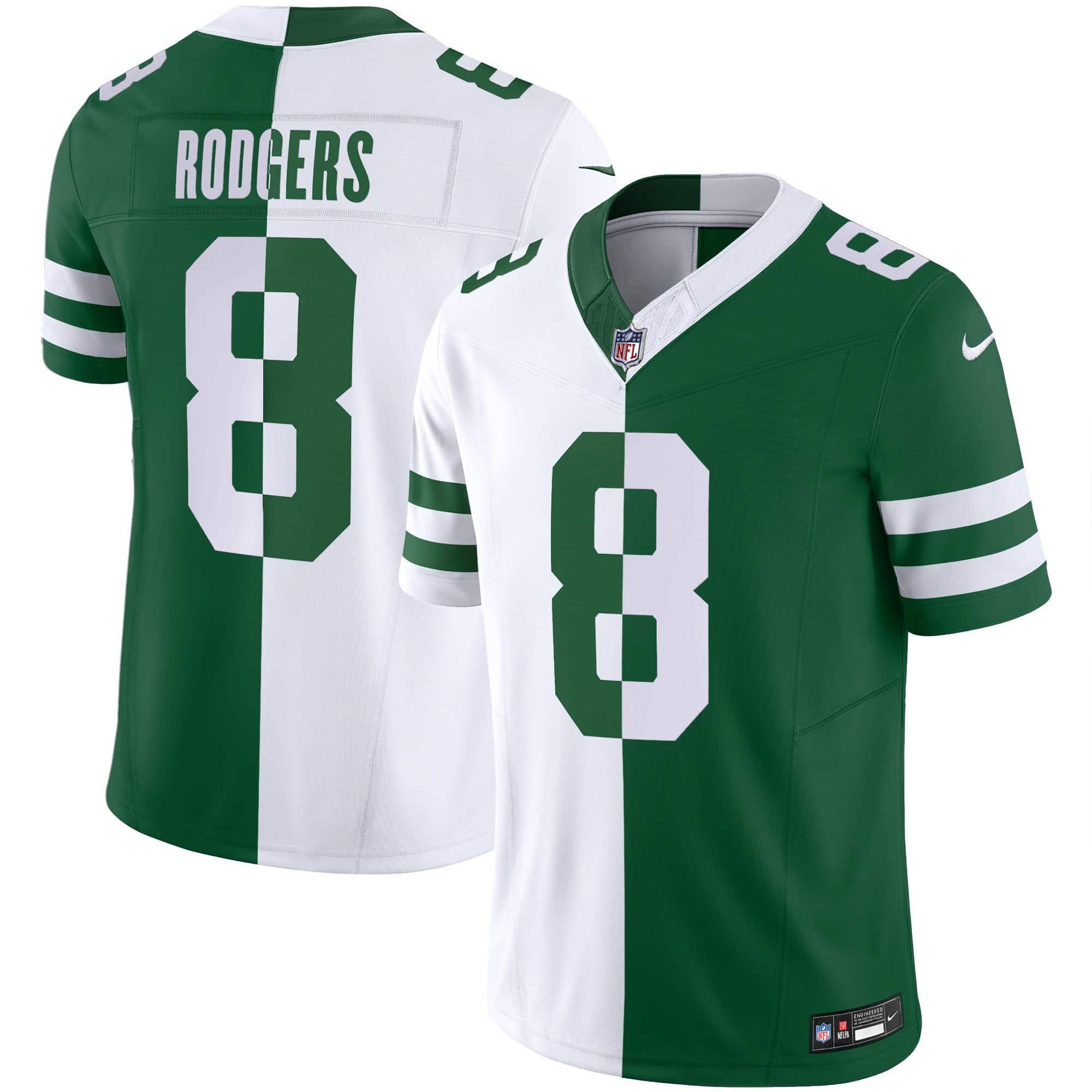 Men New York Jets #8 Rodgers White with green 2024 Nike Limited NFL Jersey